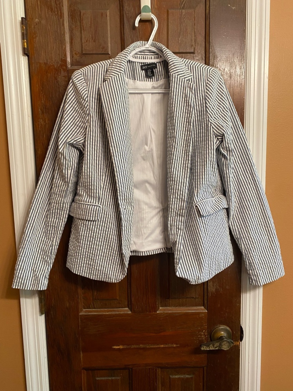 Striped Blazer Jacket - Grey & White
